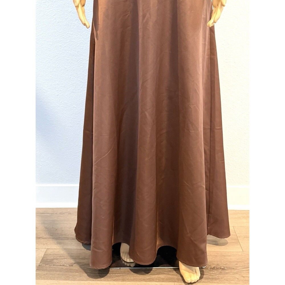 Petal & Pup Norva Bow Front Halter Satin Maxi Dress Chocolate Brown NWOT Sz 10 - Picture 6 of 16